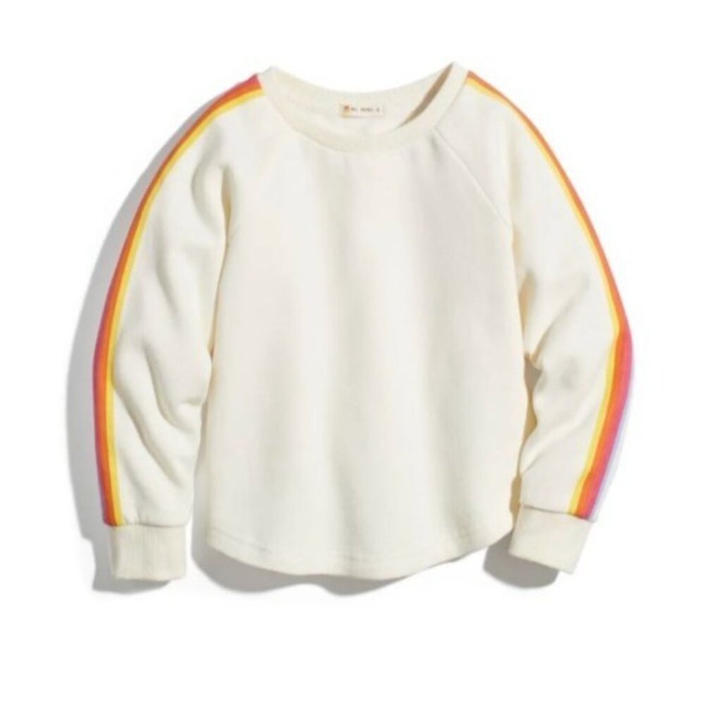 Marine Layer Mini Sweatshirt Girls 4 Cream Crew Rainbow Stripe Retro 70s Style